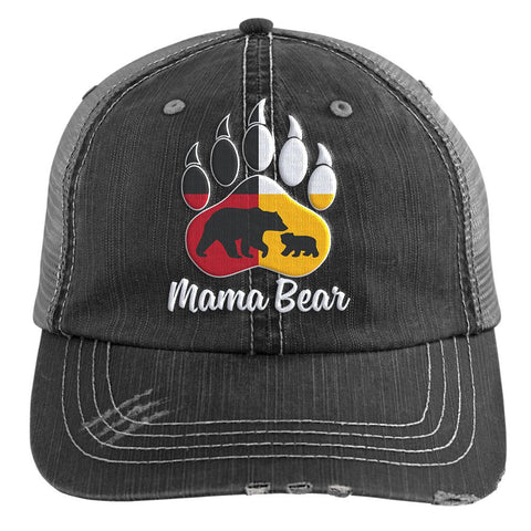 Mamabear Embroidered Distressed Trucker Cap