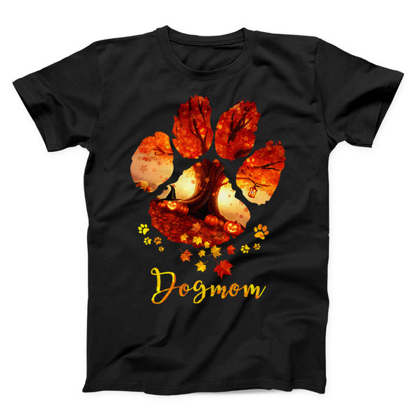 Dog Mom Autumn Leaves Pumpkin Halloween