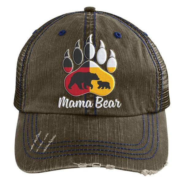 Mamabear Embroidered Distressed Trucker Cap