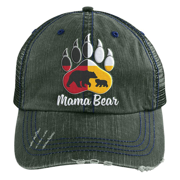 Mamabear Embroidered Distressed Trucker Cap