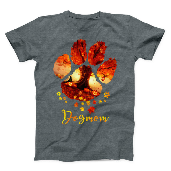 Dog Mom Autumn Leaves Pumpkin Halloween