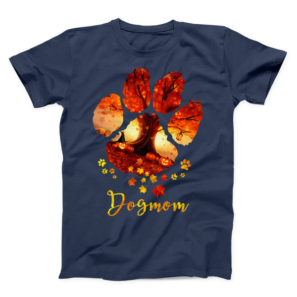 Dog Mom Autumn Leaves Pumpkin Halloween