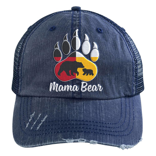 Mamabear Embroidered Distressed Trucker Cap